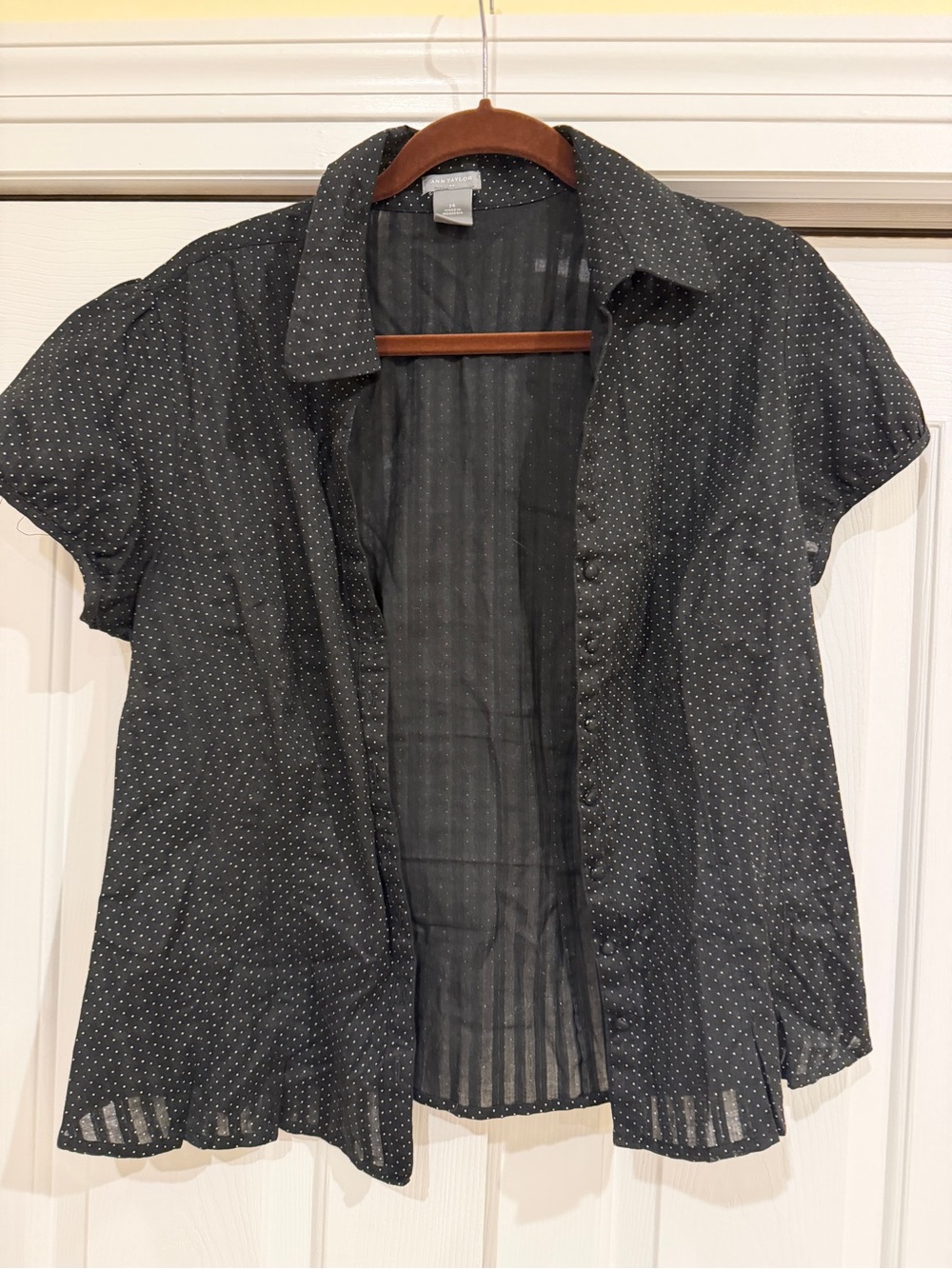 Ann Taylor Black Polka Dot Short-Sleeve Blouse